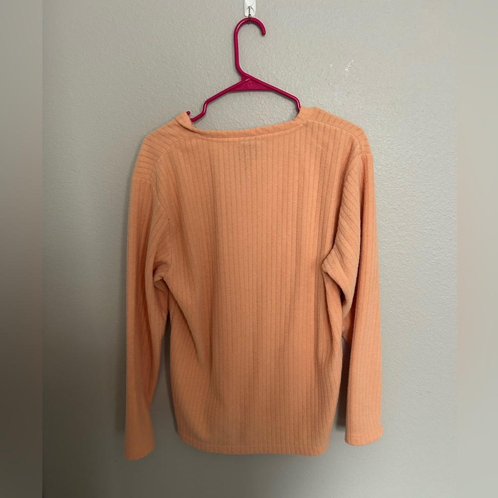 Vintage Coral Ribbed Henley Sweater - Picture 3 of 6